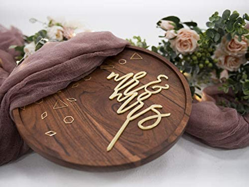 LS Designs Mr & Mrs Cake Topper - Gold Acrylic, 5.5 Inches x 8 Inches - Wedding Occasion...