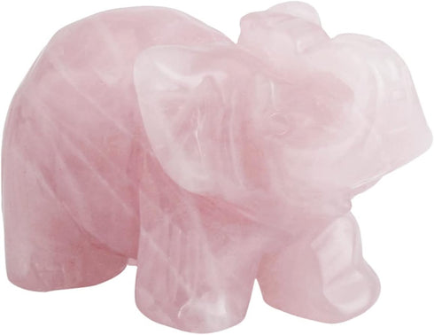 mookaitedecor Rose Quartz Elephant Crystal Sculpture Statue Healing Reiki Pocket Gemstone Figurines Crafts 1.5 Inch...