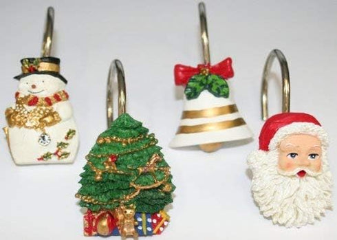 Carnation Home Fashions "Christmas Time" Set of 12 Shower Curtain Hooks...
