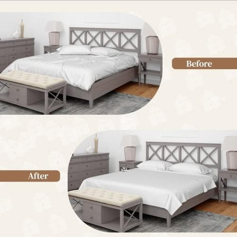 4 PCS Bed Sheet Clips Keep Bedsheets In Place-Corner Bands Suspenders For Fitted Sheets - Mattress Sheets Grippers Holders Straps Fits From Twin Q...