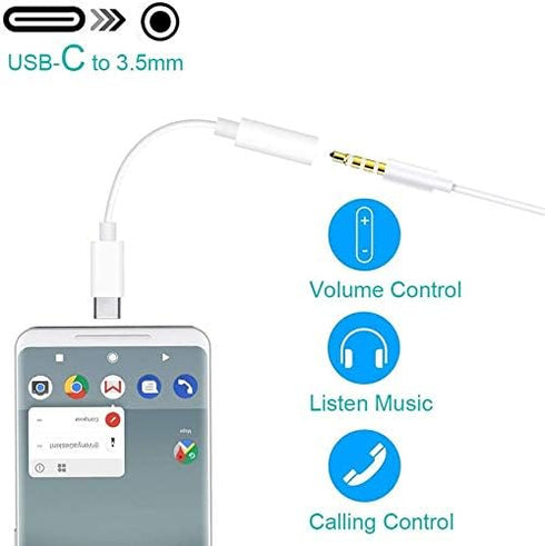 2 Pack USB C to 3.5mm Headphone Jack Adapter Type C Port Audio Aux Cable Dongle Compatible with iPhone 15/15 Plus/15 Pro/15 Pro Max/iPad/Pixel, Sa...
