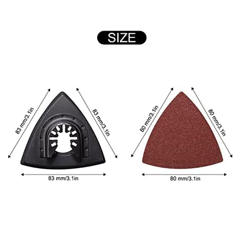 136Pcs Oscillating Tool Sanding Pad Kit, Contains 6Pcs Triangle Sanding Pads and 130Pcs Multitool Sandpaper, 60 80 100 120 240 Grits Oscillating M...