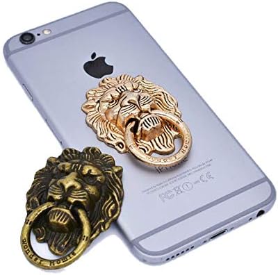 3Pcs Phone Holder Metal Lion Mobile Phone Ring Stand Universal Desktop Bracket Plating Retro Style Lion Head Finger Holder Buckle...
