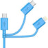Apple MFI Certified 3-in-1 Cable, Lightning/Type C/Micro USB Cable for iPhone, iPad, Huawei, HTC, LG, Samsung Galaxy, Sony Xperia, Android Smartph...