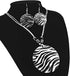 Zebra Stripes Shell Jewelry Set - Black and White Stripe Round Pendant Necklace and Earrings for Women Statement Stylish Jewelry...
