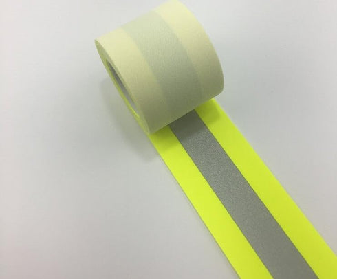 Sew on High Visibility Hi Vis Retro Reflective Fabric Tape (2" x 10 yds, Lime/Silver)...