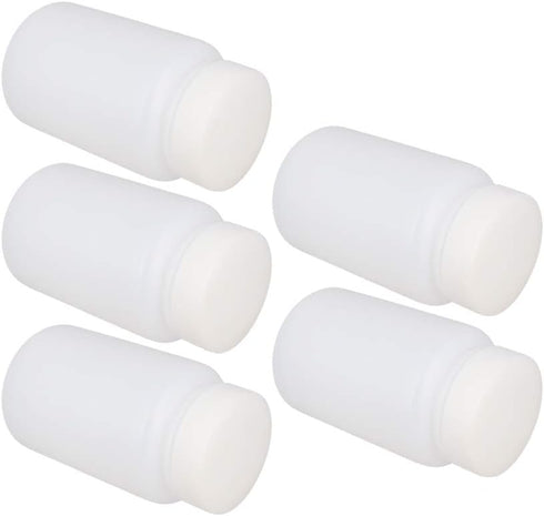 5pcs 8.45oz/250ml Plastic Bottles, Lab Cylindrical Chemical Reagent Bottle, Wide Mouth Laboratory Reagent Polyethylene Bottle, Sample Sealing Liqu...