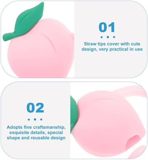 1Pc Pink Peach Straw Cap,8mm,Reusable Straw Tips Lids Drinking Straw Dispensers,Cute Silicone Straw Covers Cap for Stanley Cup,Dust-Proof Drinking...