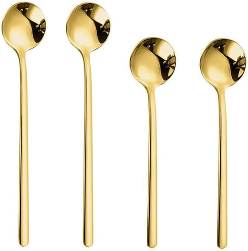 4PCS 2-6.7 ""coffee spoons and 2-6"" coffee spoons, mixing spoon, tea spoon long handle?gold spoon, iced tea spoon, mixing spoon, gold espresso sp...