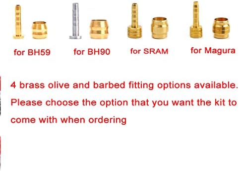 Hydraulic Disc Brake Service Kit Including Sleeve nuts, Rubber Covers, Brass Olives and Barbed Fittings Compatible with Shimano BH59 / BH90, AVID ...