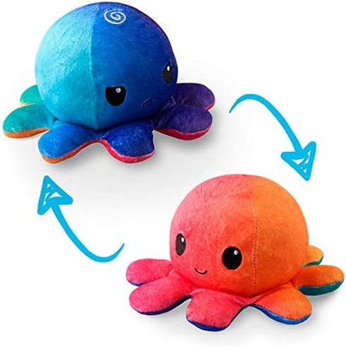 TeeTurtle - The Original Reversible Octopus Plushie - Sunset + Mermaid - Cute Sensory Fidget Stuffed Animals That Show Your Mood...