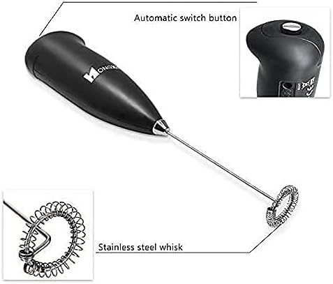 Hongxin Milk Frother Handheld Battery Operated Electric Foam Maker Hand Blender for Coffee, Cappuccino, Latte,Hot Chocolate, Durable Drink Mixer w...