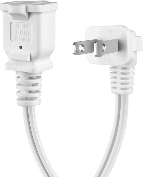 Right Angled Polarized 2-Prong Male-Female Extension Power Cord, Outlet Extension Cable Cord US AC 2-Prong Male/Female Power Cable SPT2 16AWG 13A/...