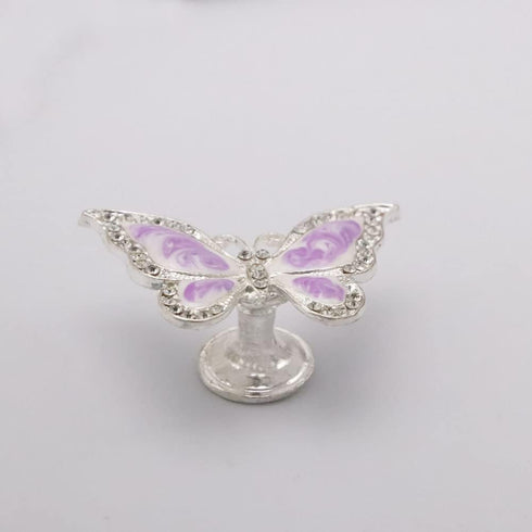 Cabinet Knobs Purple Drawer Knobs 6Pcs, Dresser Hardware Butterfly Shaped Knobs Pull Single Hole Handles for Cabinet Kitchen Cupboard Drawer Door ...