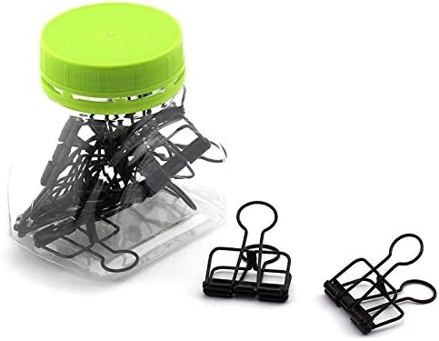 12-Pack Medium Metal Wire Binder Clips, Office Supplier School Accessories,Colorful Hollow Out Paper Organizer, Paper Binder Clip (Black)...