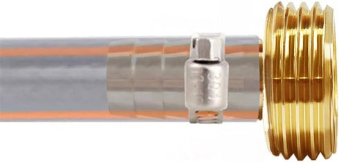 Solid Brass Garden Hose Repair Connector with Clamps, Fit for 3/8" Garden Water Hose Fitting, 3/4"GHT Male and Female Garden Hose Fitting, 2 Set...