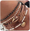 Bohemia Shell Charm Pendant Anklet Set 5Pcs Black Leather Chain Braided String Pearl Beaded Ankle Bracelet Boho Beach Jewelry for Women...