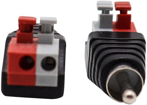 Hakiang 2-Pack Speaker Phono RCA Male to 2 Screw Terminal Female Strip Audio Video Spring Press Type Balum Connector Adapter (RCA M/AV F)...