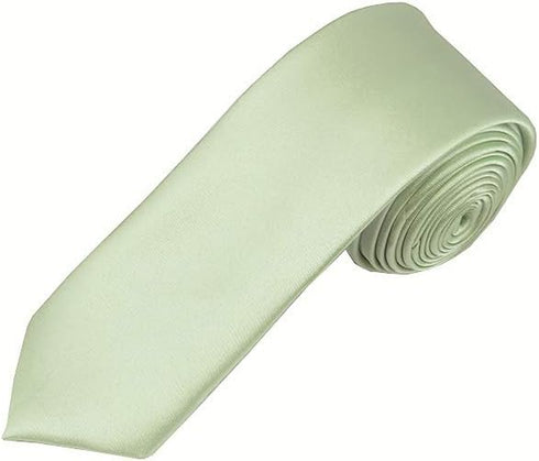 Solid Light Sage Green Color 2" Skinny Men's Necktie...