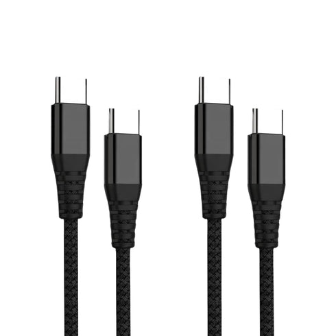 2-Pack Braided USB C to USB C 60W Fast Charging Cable (Black) for iPhone 15/15 Pro/15 Plus/ 15 Pro Max, Samsung Galaxy S22/23, MacBook Pro (6.6 fe...