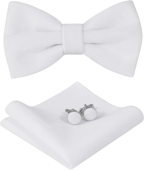 Velvet Bow Ties for Men Pre-Tie Bow Ties Vintage Tuxedo Bow Ties Cufflinks Pocket Square Sets With Gift Box...
