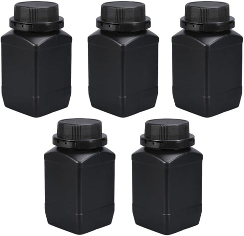16.9oz/5Pcs Plastic Lab Chemical Reagent Bottles, Square Sample Storage Container, Plastic Chemical Container Bottle with Anti-theft Cap, Wide Mou...