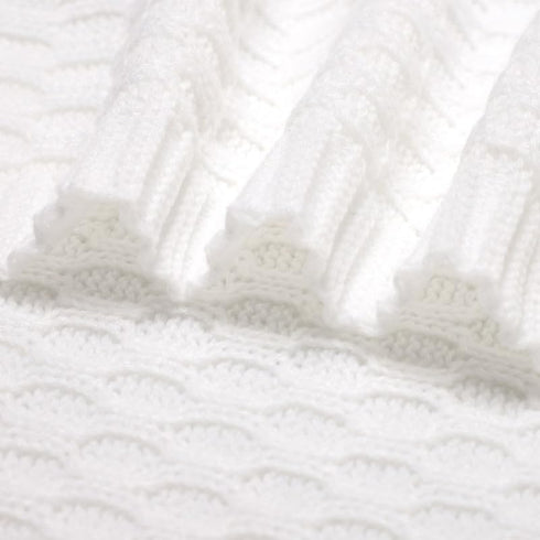 Baby Blanket Boy Girl Knit Soft Swaddle Receiving Blankets for Newborn Nursery Infant Crib Stroller White 30 x 40 Inch...