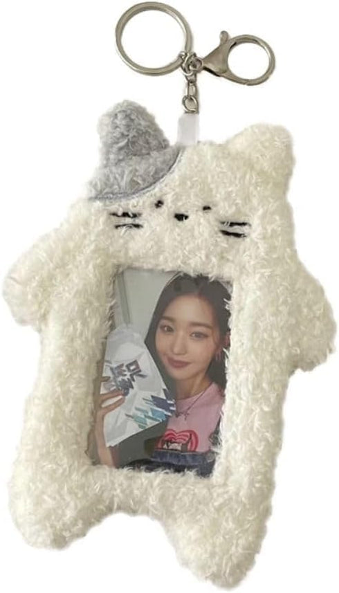 White Photocard Holder, Cartoon Plush Photocard Holder Outdoor Girl Korean Style ID Card Cover Protective Case Card Sleeve Student Rabbit Identifi...