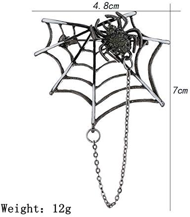 Halloween Black Spider Brooches Pins Punk Black Crystal Rhinestone Gothic Spider Insect Brooch Pin Jewelry for Women Men...