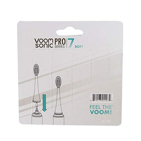 Voom Sonic Pro 7 Series Replacement Brush Heads Advanced Bristle Technology Soft Dupont Nylon Bristles Oral Care - White - Pack of 4...