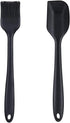 2 Pcs Silicone Spatula Non Stick Silicone Spatula Spoon Brush Kitchen Gadget Set for Cooking Baking and Mixing (Black)...