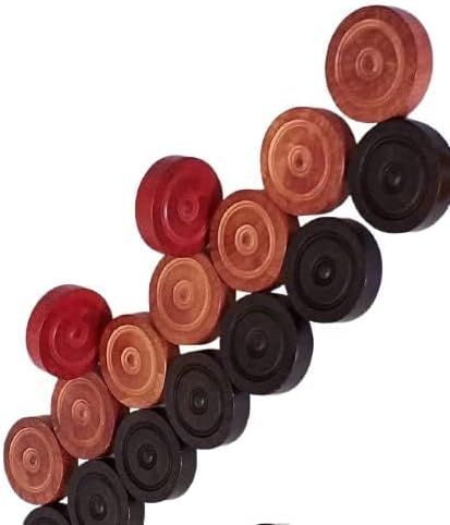 IBLAY Carrom Board Coins and Striker Professional Solid Set, Wooden Checkers with Stackable Ridge (24 Carrom Board Pieces with Cover/Striker Case ...