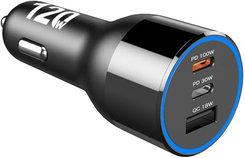 120W USB C MacBook Car Charger, 3-Port PD 100W PPS 45W QC5 Super Fast Charger Adapter for iPhone 15 15 Plus 15 Pro 15 Pro Max, iPad, MacBook,Samsu...
