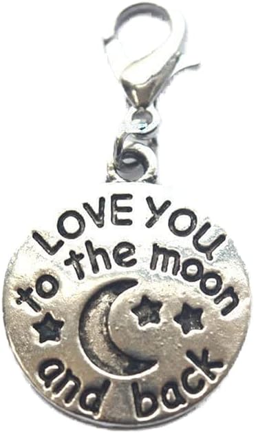 I Love You to The Moon and Back Charm,Charm Dangle,Zipper Pull,Handmade Zipper Pull,Charm, Planner Charm, Charm Bracelet, Purse Charms Backpack Ch...
