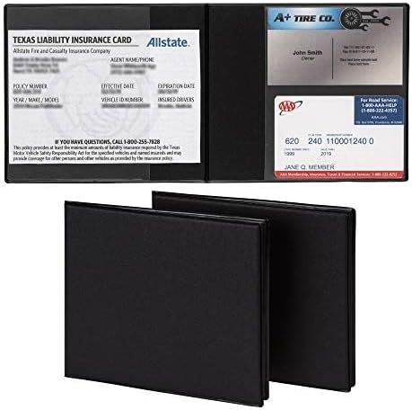 Samsill 2 Pack Car Registration and Insurance Holder, 5.25" x 4.75" Black Glove Box Organizer, Perfect for Multiple Vehicles...