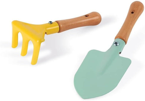Happy Garden - Set of 2 Gardening Tools - Rake and Trowel - Metal and Wood - Sized for Kids 3+...