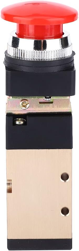 MV-10A Pneumatic Mechanical Valve 2 Position 5 Way Spring Return Push Button 1/4In PT Reversing Valve Spring Compressor Momentary Air Valve Push B...