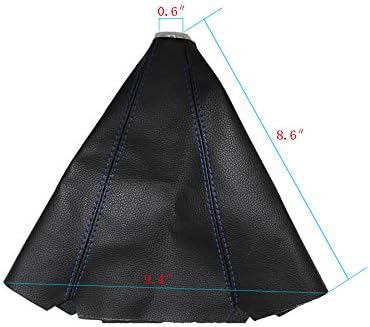 Universal Auto Manual Gear Shift Knob Boot Dust Cover?Made of Black Pu Leather with Red Seams and Blue Seams (red)...