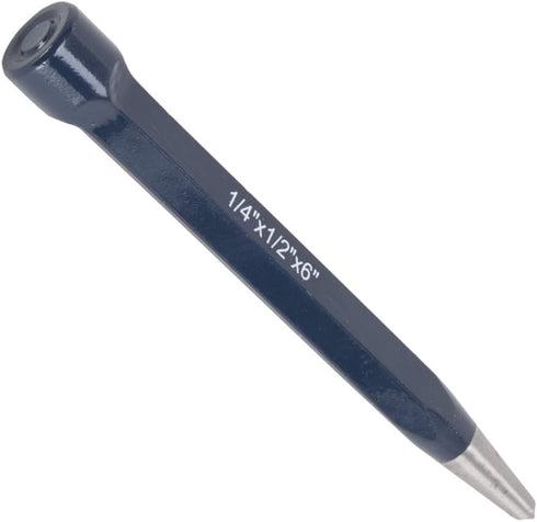 Edward Tools Center Punch Staking Tool for Steel and Metals — Heavy Drop Forged Steel with Durable hex shank - 6” X 1/2” X 1/4”...
