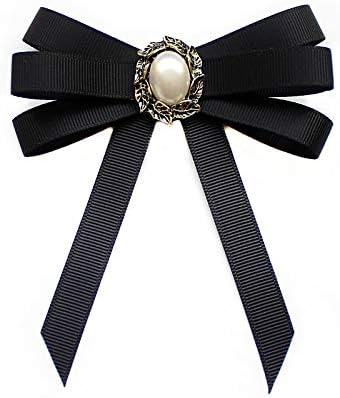 Black Bow Brooches Pin For Woman Girls Pre-Tied Collar Neck Clips Bow Tie JW59...