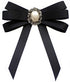 Black Bow Brooches Pin For Woman Girls Pre-Tied Collar Neck Clips Bow Tie JW59...