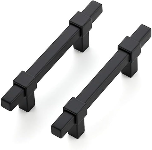 3 Pack Black Cabinet Handles - 3" Hole Center Cabinet Pulls Matte Black Drawer Pulls Cabinet Hardware Kitchen Handles for Cabinets...