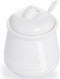 HAOTOP Porcelain Sugar Bowl, Ceramic Salt Bowl with Spoon and Lid for Home and Kitchen, 12 Ounces (White)...