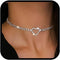 CLOACE Rhinestone Choker Necklaces Silver Heart Necklace Sparkly Tennis Chain Party Prom Neck Jewelry for Women...