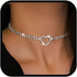 CLOACE Rhinestone Choker Necklaces Silver Heart Necklace Sparkly Tennis Chain Party Prom Neck Jewelry for Women...