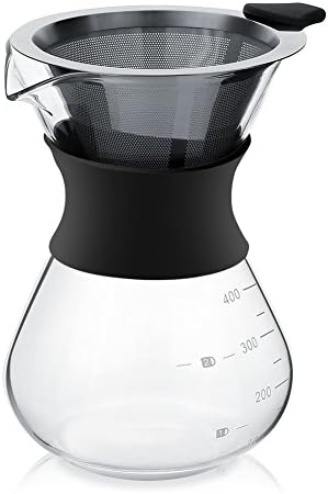 Yosoo Coffee Maker Pot, Manual Hand Drip Coffee Maker Glass Pot with Stainless Steel Filter, 400ml...