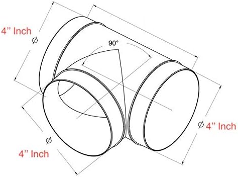 4 Inch Diameter T Joint 3 Way - Duct Splitter for Exhaust Fan Dryer - 3 Way Duct Hose Connector (4'' inch, White)