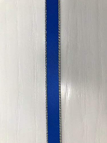 QIANF Royal Blue Double Face Satin Ribbon with Gold Border for Gift Wrapping, Hair Bows, Wedding Party Decoration, Crafts Sewing, Invitation Cards...