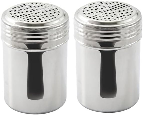 Great Credentials© Stainless Steel Versatile Dredge Shaker, Salt, Sugar, Shakers 10 Oz. Each Set of 2 (Without Handle)...