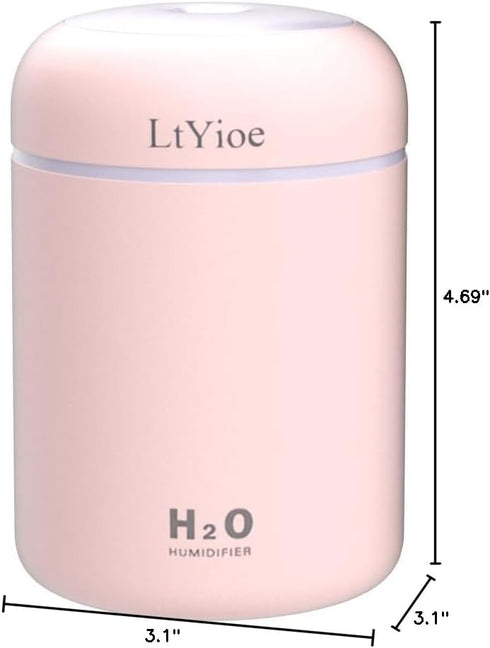 Colorful Cool Mini Humidifier, USB Personal Desktop Humidifier for Car, Office Room, Bedroom,etc. Auto Shut-Off, 2 Mist Modes, Super Quiet. (Pink)...